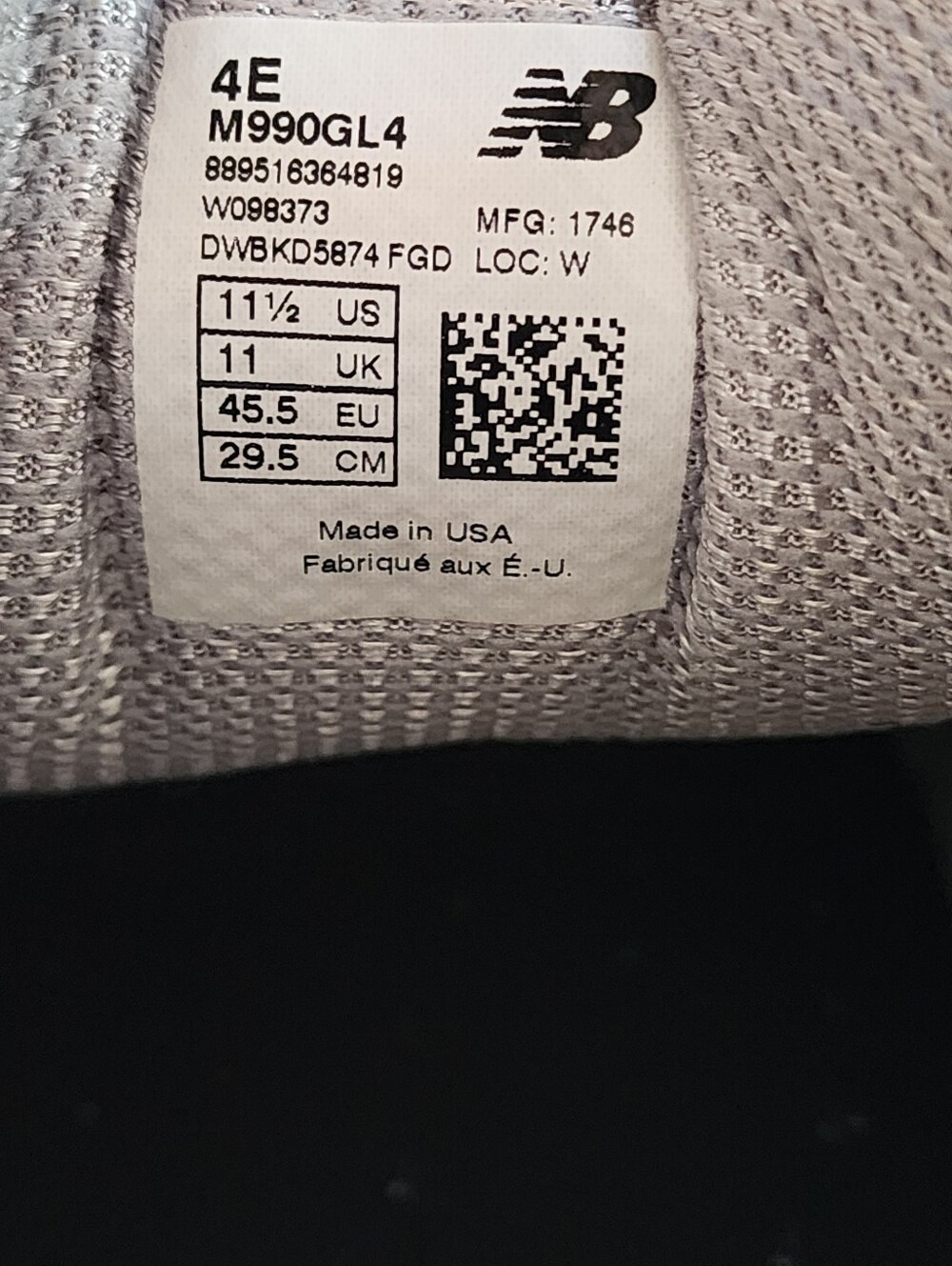 Sz 11.5 - Men's New Balance 990 V4 Grey Mesh&Suede Athletic Sneakers Made In USA - Picture 12 of 15